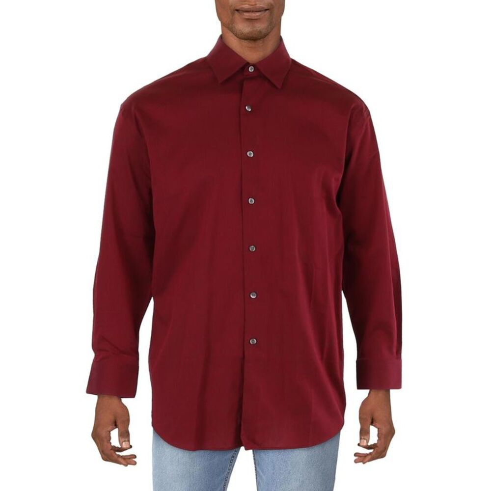 Alfani Mens Bedford Red Regular Fit Button-Down Shirt Top 17-17.5 32/33 NWT